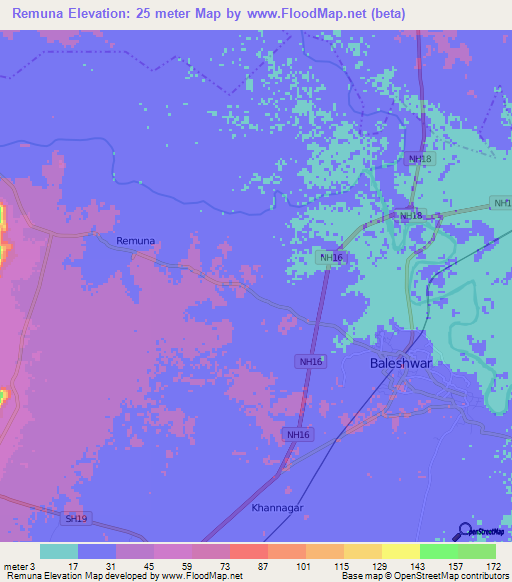 Remuna,India Elevation Map