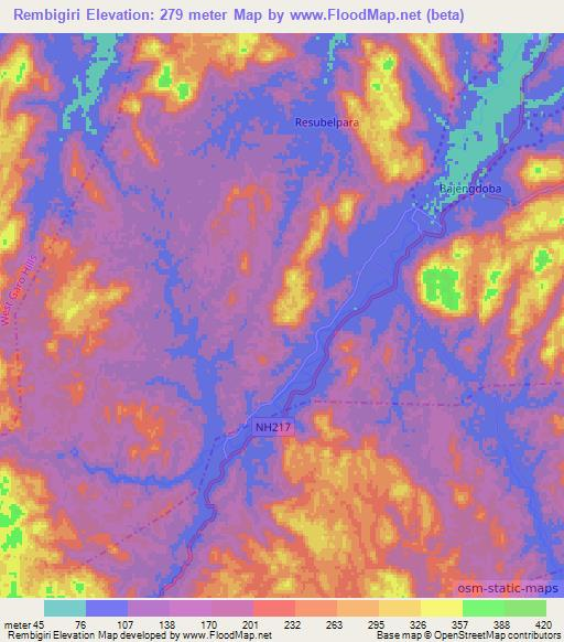 Rembigiri,India Elevation Map