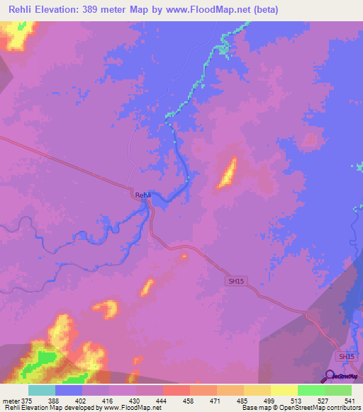 Rehli,India Elevation Map