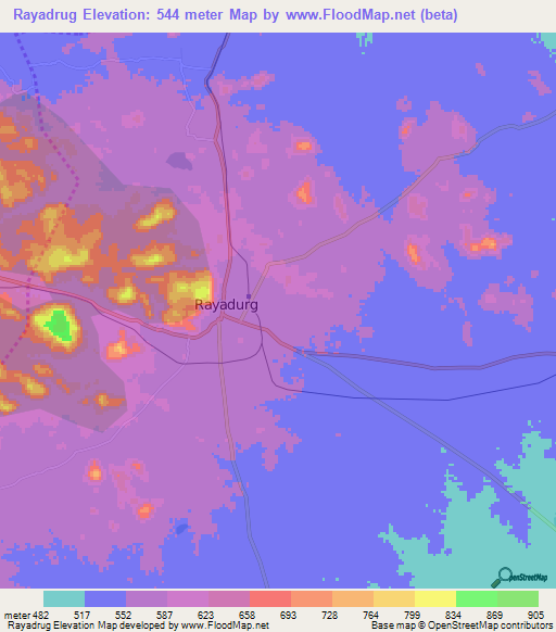 Rayadrug,India Elevation Map