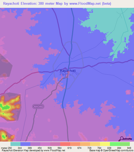 Rayachoti,India Elevation Map