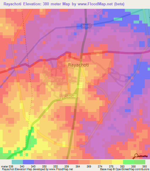 Rayachoti,India Elevation Map