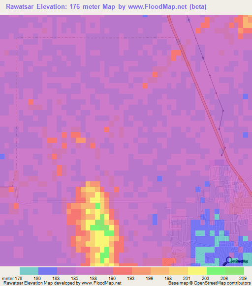 Rawatsar,India Elevation Map