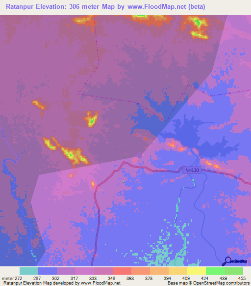 Ratanpur,India Elevation Map