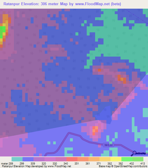 Ratanpur,India Elevation Map