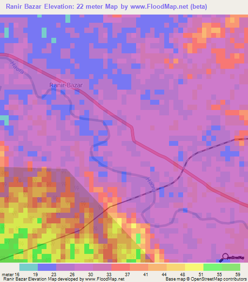 Ranir Bazar,India Elevation Map