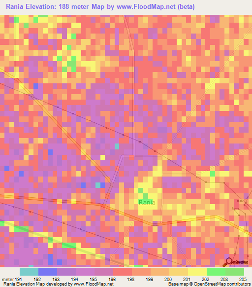 Rania,India Elevation Map