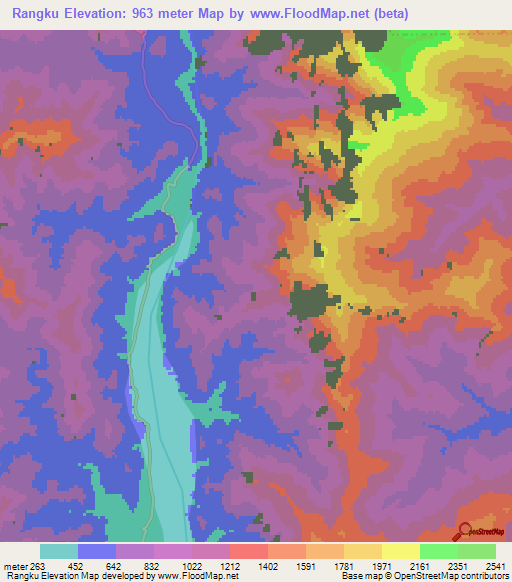 Rangku,India Elevation Map