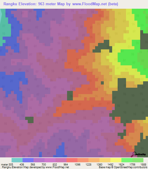 Rangku,India Elevation Map