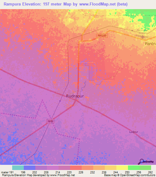 Rampura,India Elevation Map