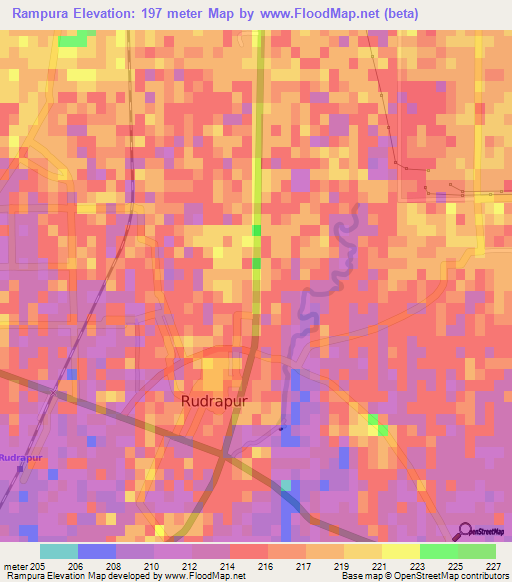 Rampura,India Elevation Map