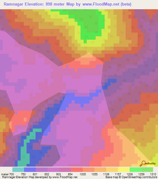 Ramnagar,India Elevation Map