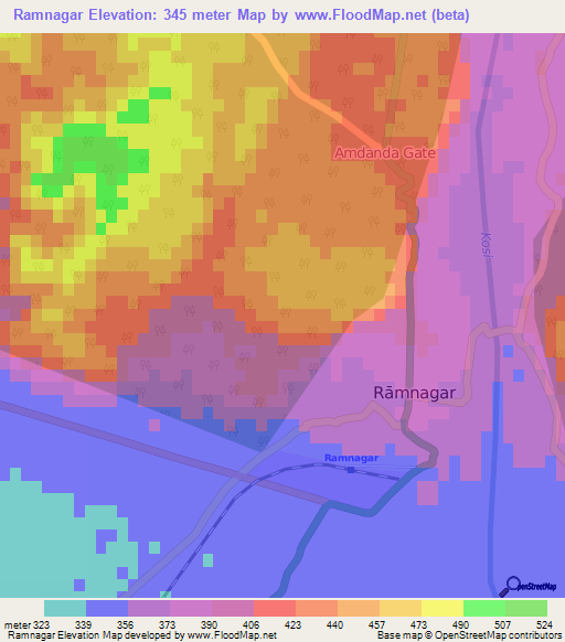 Ramnagar,India Elevation Map