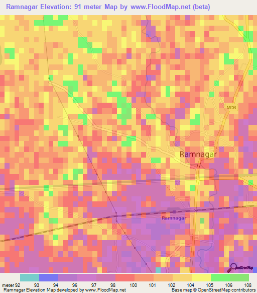 Ramnagar,India Elevation Map