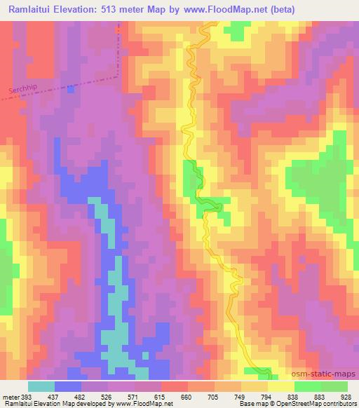 Ramlaitui,India Elevation Map