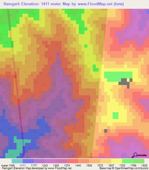Ramgarh,India Elevation Map
