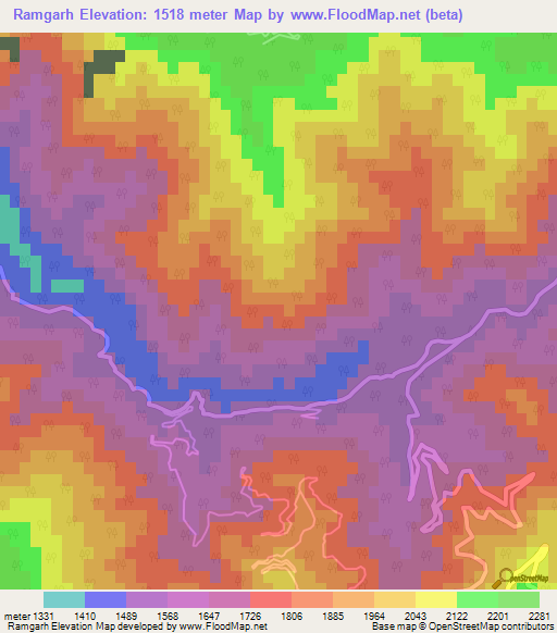 Ramgarh,India Elevation Map