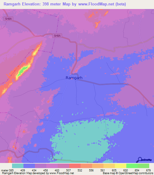Ramgarh,India Elevation Map