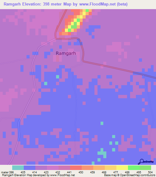 Ramgarh,India Elevation Map