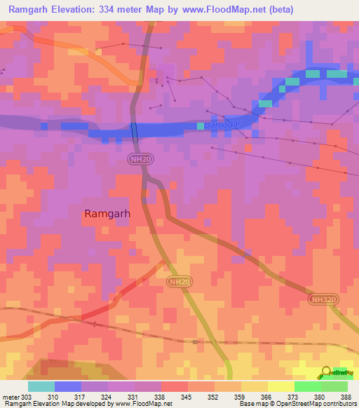 Ramgarh,India Elevation Map