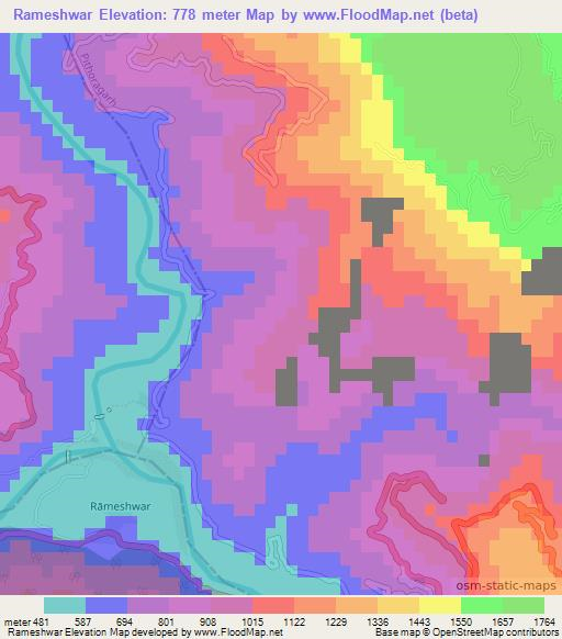 Rameshwar,India Elevation Map