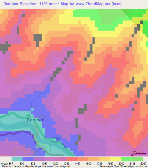 Ramban,India Elevation Map