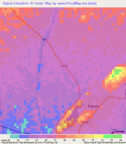 Rajula,India Elevation Map
