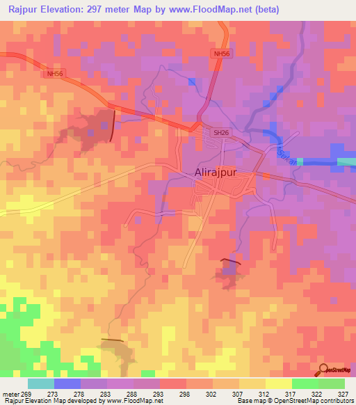 Rajpur,India Elevation Map