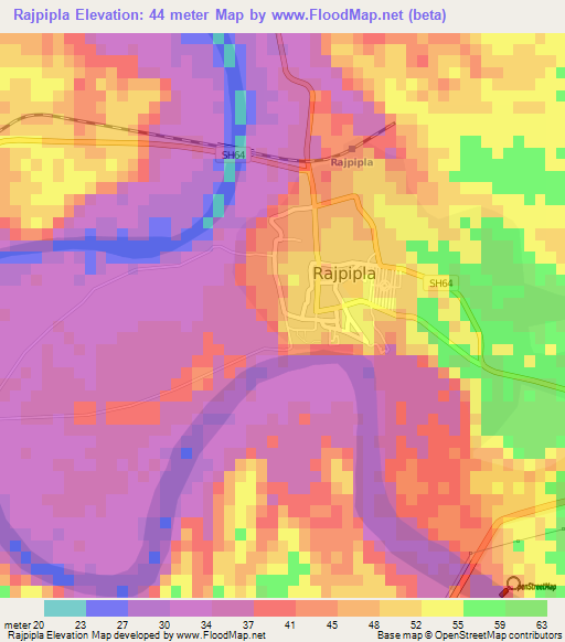 Rajpipla,India Elevation Map