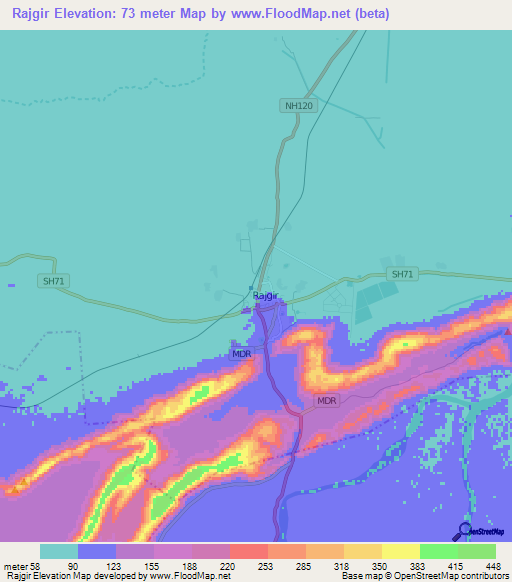 Rajgir,India Elevation Map