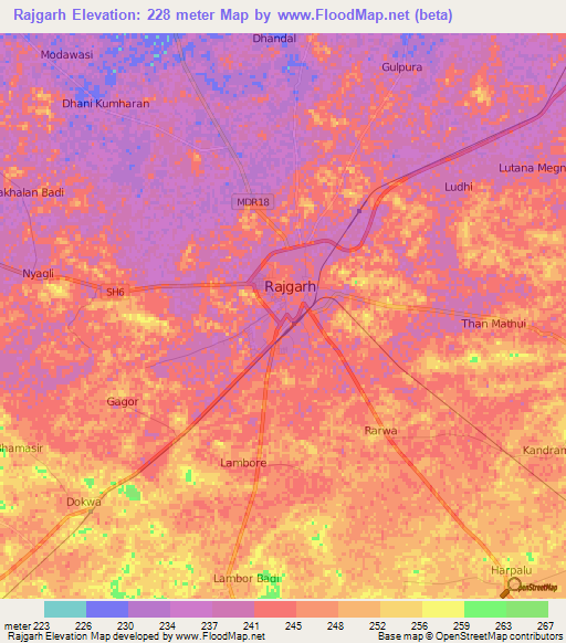 Rajgarh,India Elevation Map