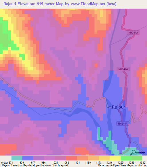 Rajauri,India Elevation Map