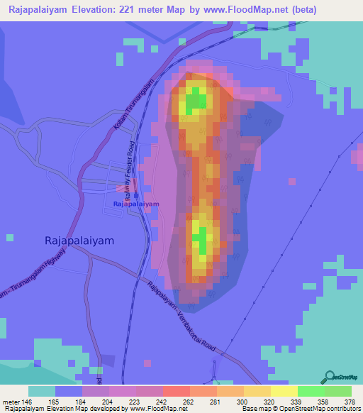 Rajapalaiyam,India Elevation Map
