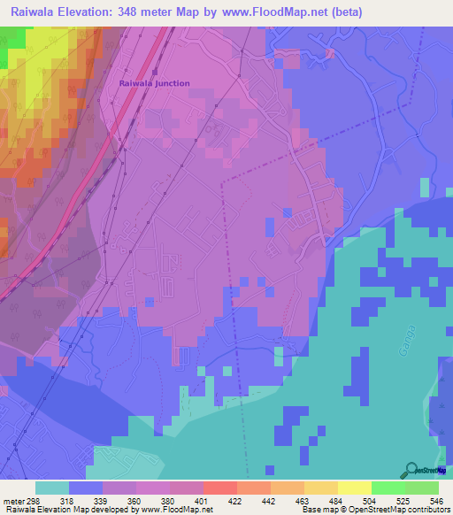 Raiwala,India Elevation Map