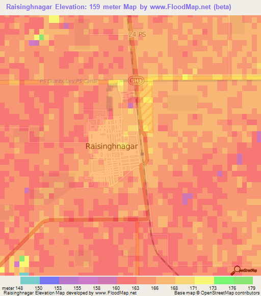Raisinghnagar,India Elevation Map