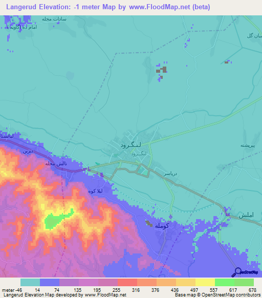 Langerud,Iran Elevation Map
