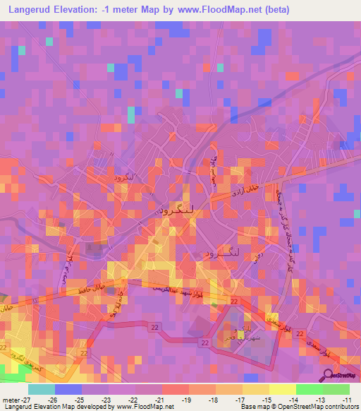 Langerud,Iran Elevation Map