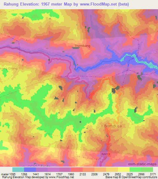 Rahung,India Elevation Map