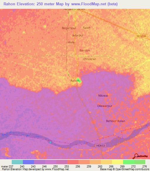 Rahon,India Elevation Map