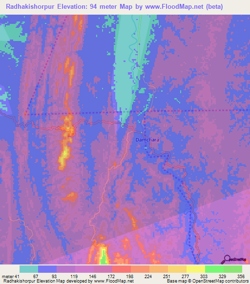 Radhakishorpur,India Elevation Map