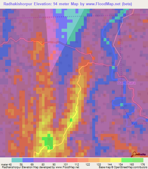 Radhakishorpur,India Elevation Map