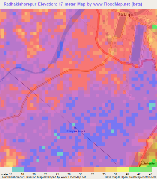Radhakishorepur,India Elevation Map