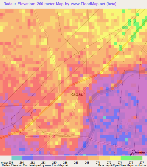 Radaur,India Elevation Map