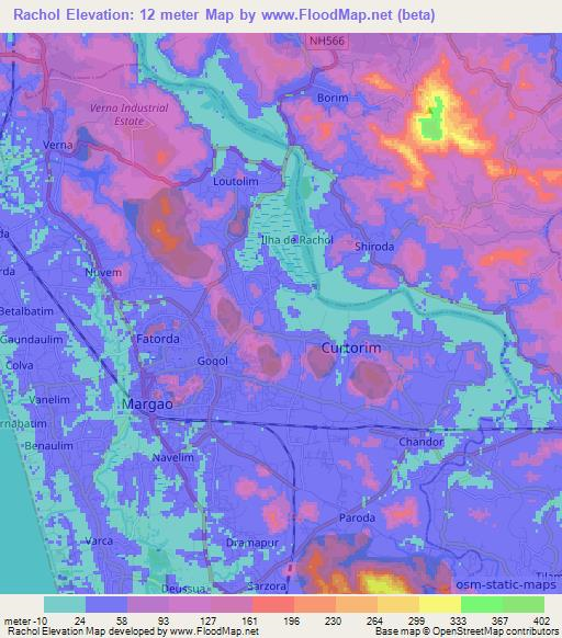 Rachol,India Elevation Map