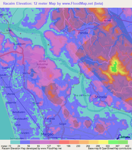 Racaim,India Elevation Map