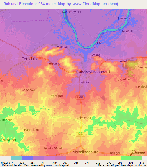 Rabkavi,India Elevation Map