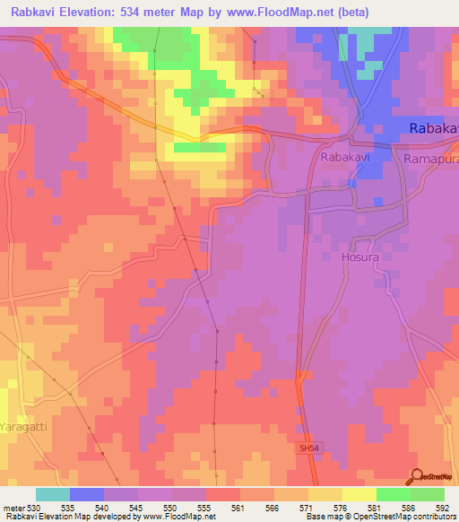 Rabkavi,India Elevation Map