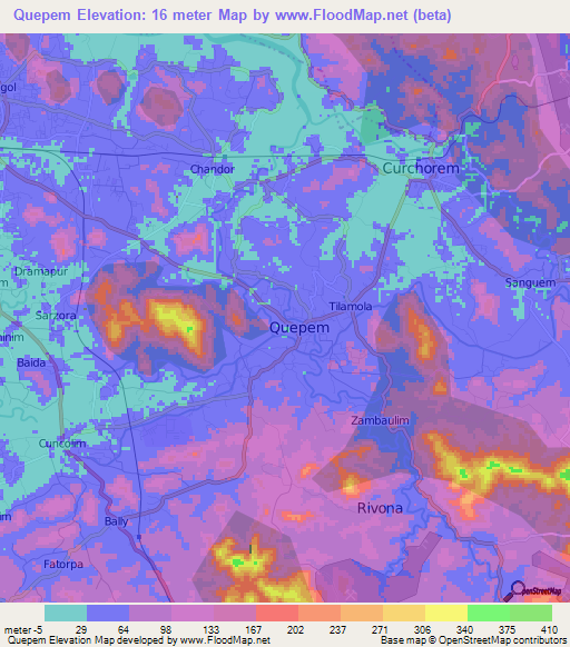 Quepem,India Elevation Map