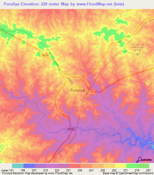 Puruliya,India Elevation Map