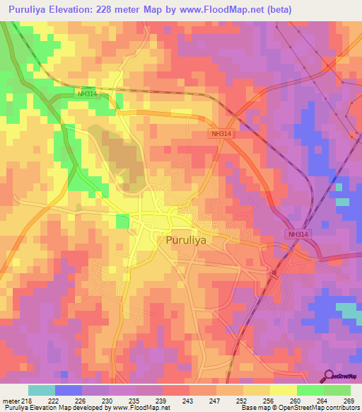 Puruliya,India Elevation Map